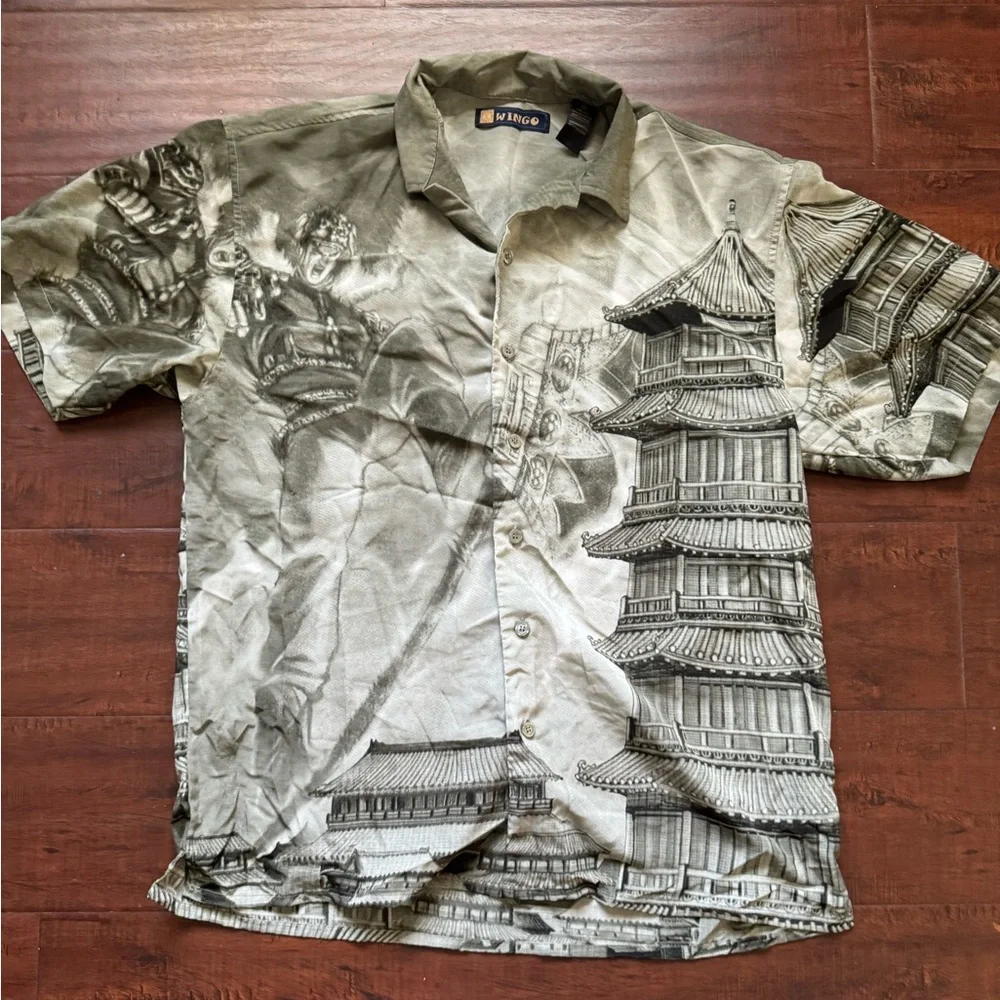 Men Wingo Graphic Print Button Down Sz M - Picture 1 of 4